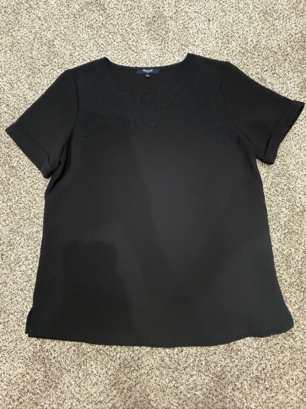 Madewell Black Short-Sleeve Scoop Neck Blouse